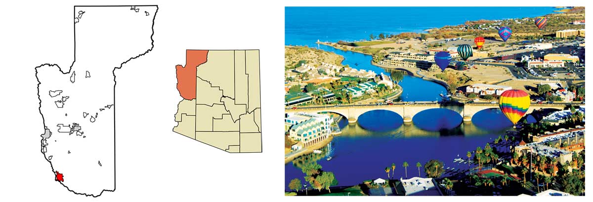 Location of Lake Havasu City in Mohave County, Arizona